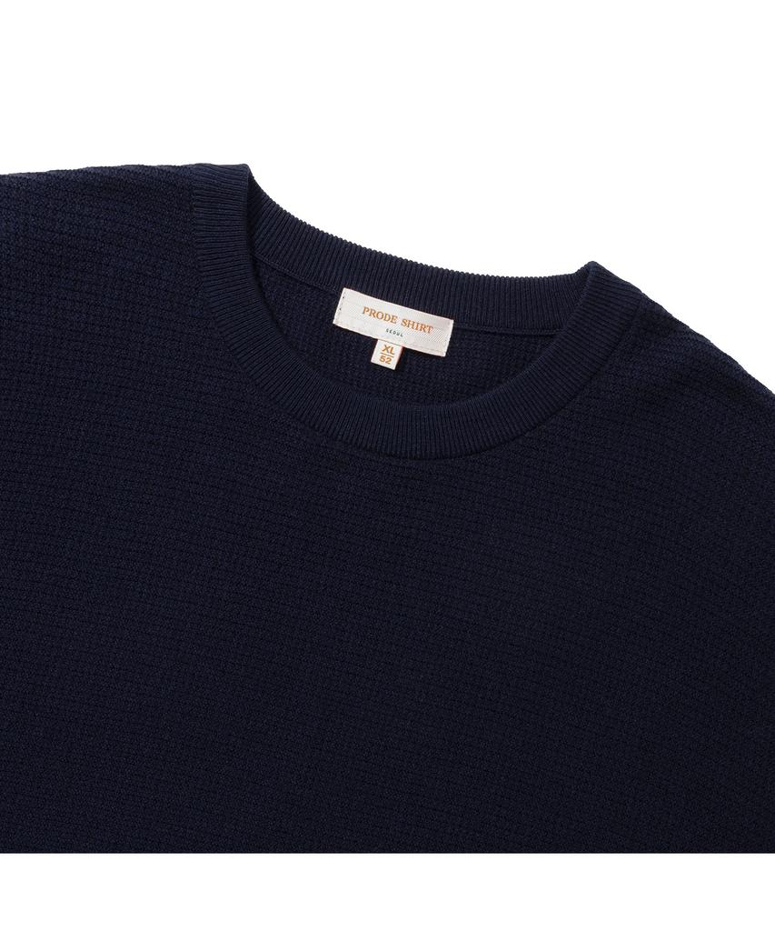 PRODESHIRT Organic Pique Crew Neck Knit (Navy)
