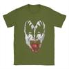 Camiseta Masculina Kiss Demon Face Marca de Rock Camisetas Novidade Manga Curta Gola O Algodão Roupa Tamanho Grande