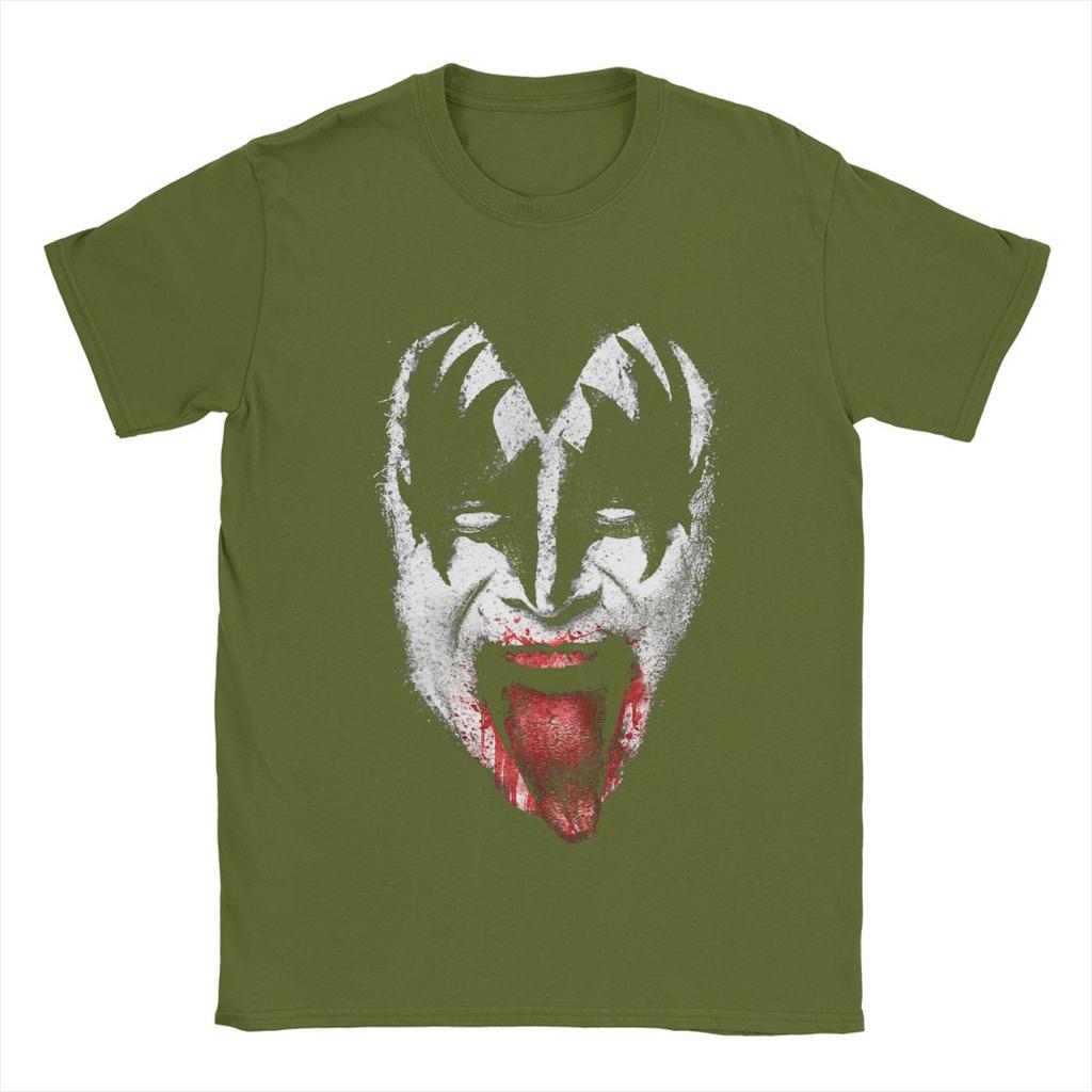 Kiss Demon Face Men T Shirt Rock Brand Novelty Tees Short Sleeve O Neck T-Shirt Cotton Big Size Clothes