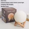 Remote 3d Control 16 Colour Rechargeable Moon Lamp Night Light Kids Dimmable Led