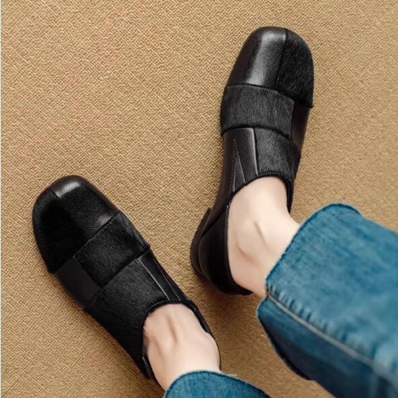 

Французские ретро-лоферы с одной педалью, женские весенне-осенние новые иностранные туфли в круглом стиле с толстым каблуком, модные одинарные туфли, маленькие кожаные туфли 40