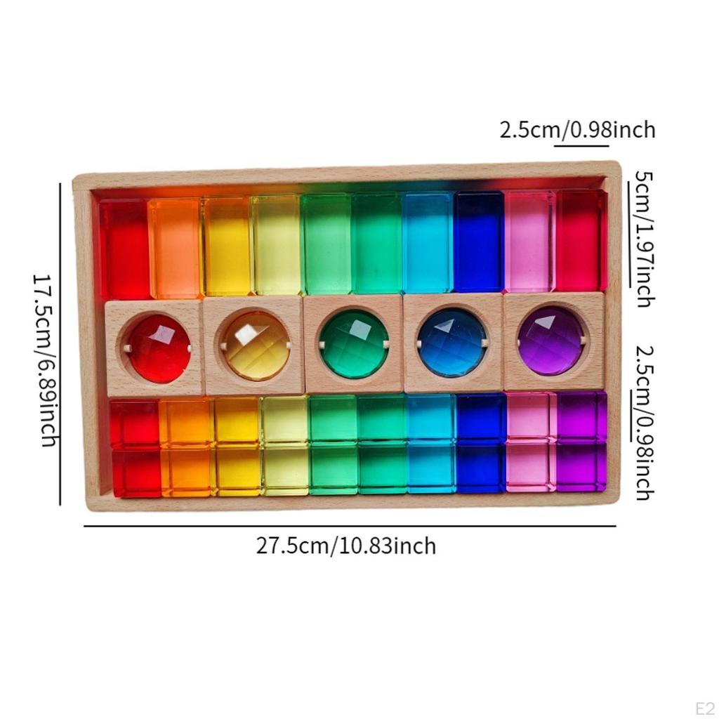 Acrylic GEM Stacking Blocks Rainbow Stacker Construction Toy Colorful Preschool Learning
