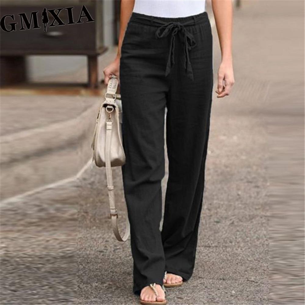GMXIA Pantalones y capris con estampado de color sólido informal a la moda para mujer