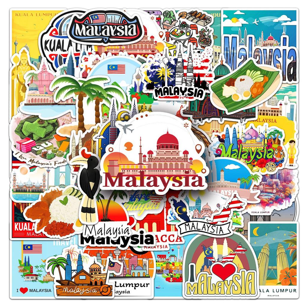 50 Malaysia Graffiti Stickers Cartoon Outdoor Travel Malaysia Water Cup Suitcase Stickers