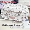 Small Red Book Cartoon Pencil Case With Multilayer Storage And Zipper For Students