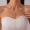Rhinestone Cross Star Pendant Necklace Set for Women Crystal Y-shaped Necklace Y2K Party Jewelry Accessory