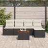 Canapé de jardin 6 pièces avec coussins noir en poly rotin, Canapé 2 places avec rangement et coussins noir poly rotin 3356360