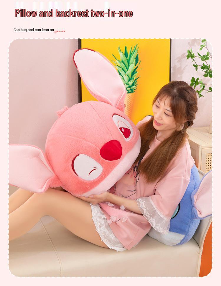 Stitch Angel Plush Pillow for Kids - Cute Lilo & Stitch Backrest Cushion