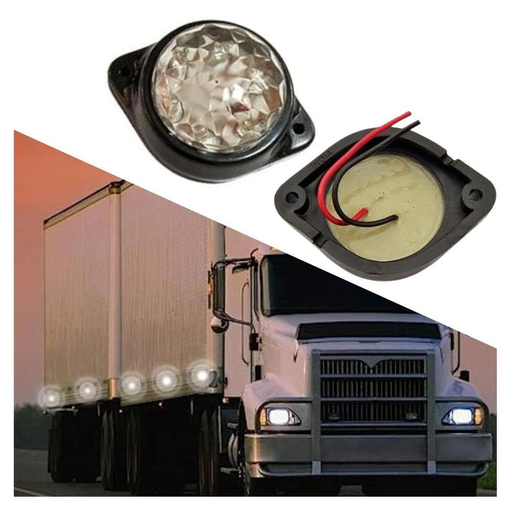 6 Bucăți Lumini Indicator Laterale Spate Rotunde Transparente cu LED 12V pentru Camion Remorcă Rulotă Barcă Lampă Marcaj Cabina Lampă de Frână Stop