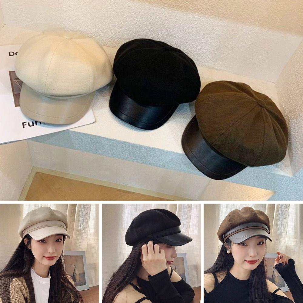 Cotton Painter Octagonal Cap Breathable Newsboy Hats Adjustable Beret Hat  for Women