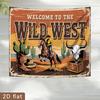 2D Flat Banner, 1 Piece. Welcome To the Wild West Cowboy Cactus Skeleton Skull Poster with Polyester Background.