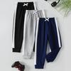 Autumn And Winter Thin Children's Solid Color Splicing Casual Sports Sweatpants For Boys And Girls Fashionable Pants