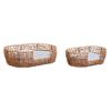 Pet Bed - Home ESPRIT - 50x35x14 Cm - White Light Brown - Synthetic Rattan Metal - 2 Pieces