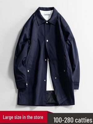 Men's Mid-Length Trench Coat 2025: New Spring/Autumn Casual Loose Plus Size Jacket