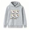 Cute Cartoon Cat Print Kids Hooded Sweatshirt, Unisex Boys Girls Long Sleeve Casual Pullover Top, Soft Cozy Warm Loose Fit Children Daily Wear for