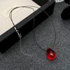 Vintage Red Resin Waterdrop Pendant Necklaces for Women Fashion Simplicity Leather Rope Collarbone Necklaces Jewelry Accessories