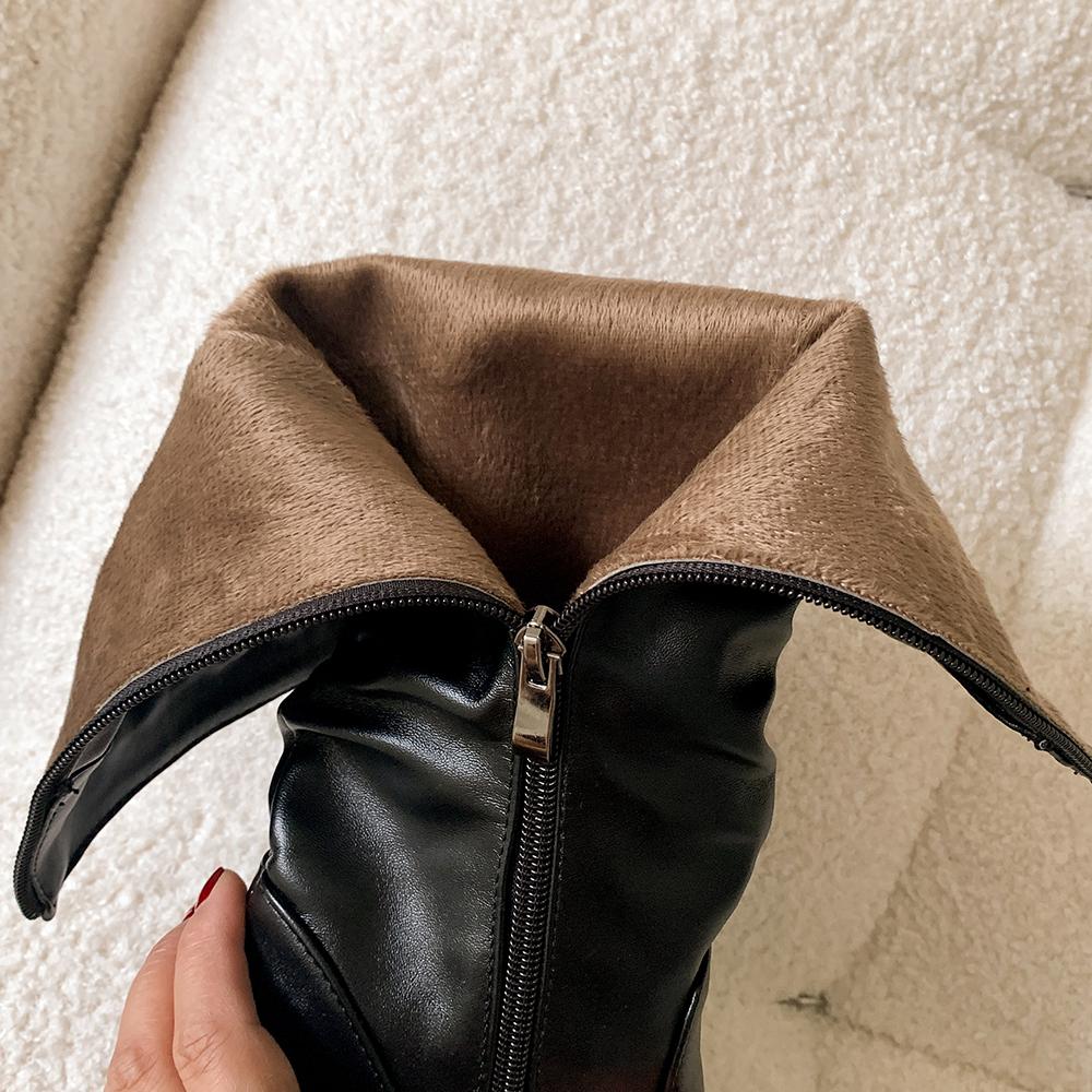 Fashion Women Winter High Boots Sexy High Heels Platform Knee High Boots Ladies Fashion Beaded Zipper White Black High Boots Shoes