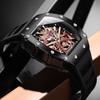 ONOLA Luxury Rose Gold Automatic Movement Fashion Black-warrior Dial Men Watch Waterproof Mechanical Watch for Man Best Gift