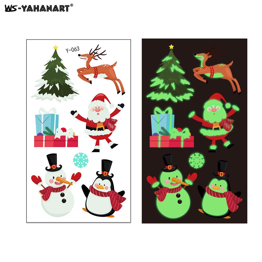 Creative Luminous Christmas & New Year Tattoo Stickers for Kids - Snowflake & Santa Designs