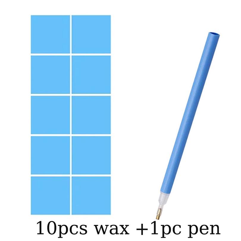 2*2cm Blaue Kreuzstich Punktkleber Zubehör Diamantmalerei Stickerei Kleber Knete Wachs Schlamm Mit Stift DIY Stickwerkzeug-Set