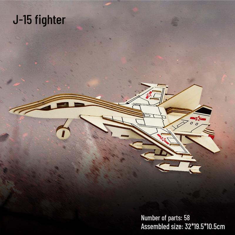 Wooden 3D Airplane Puzzle Educational DIY Toy for Children