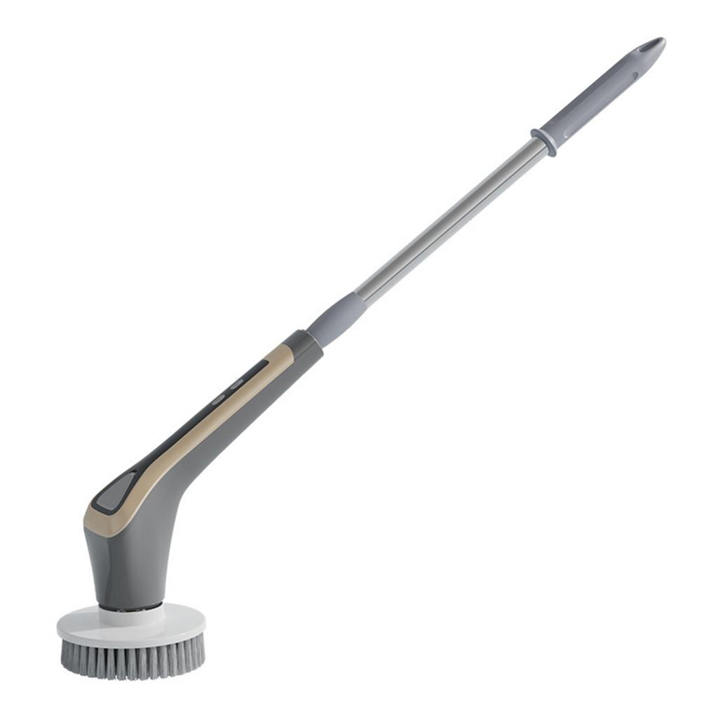 Wireless handheld multi-functional electric cleaning brush with long handle, retractable and waterproof, for cleaning kitchen dishes.