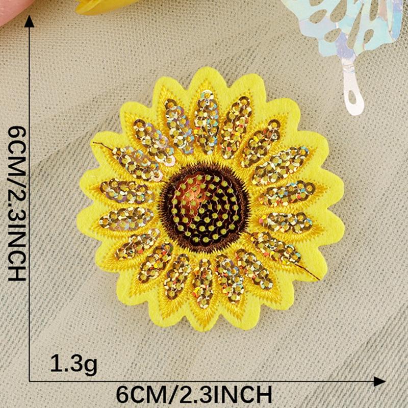 10 Piece Sunflower Embroidery Sequin Patch Repair Clothes Badges Clothing Decoration Accessories