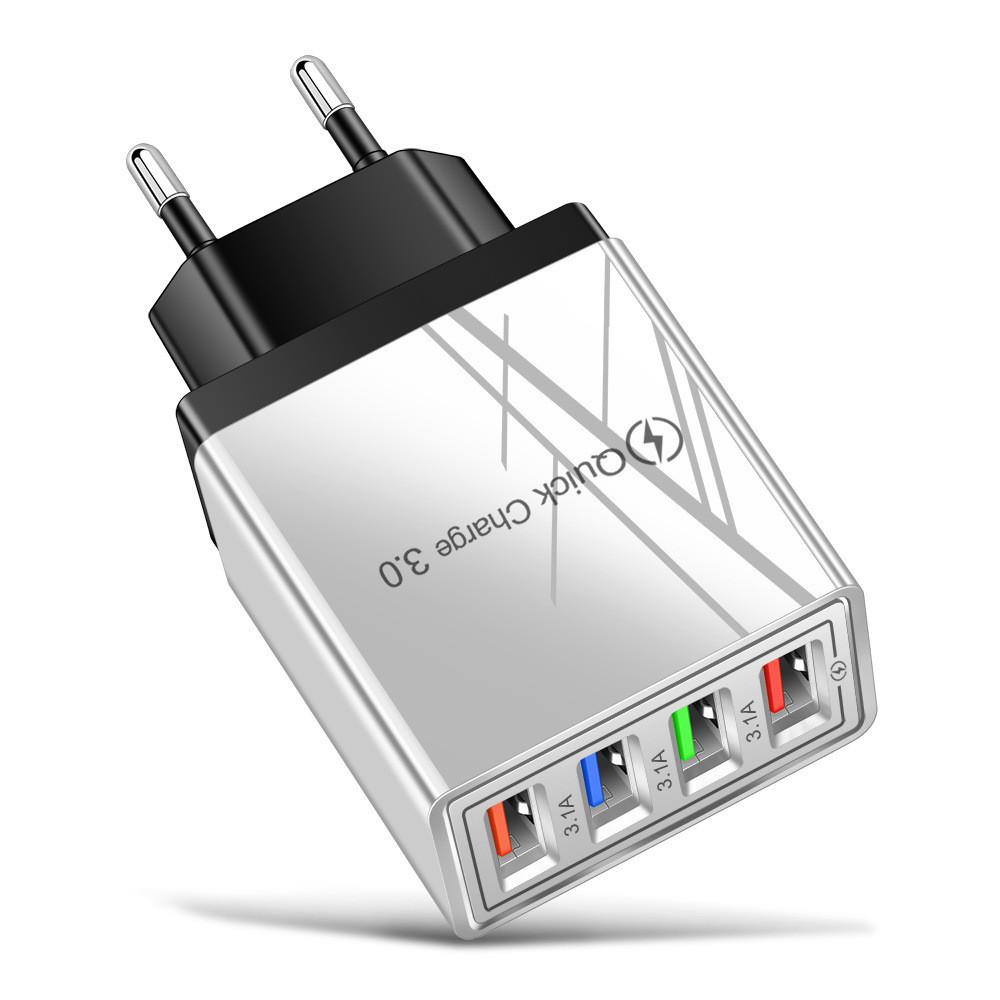 Colorful 4 Usb Phone Charger 3a Tablet Travel Charger Eu Plug Charging Head