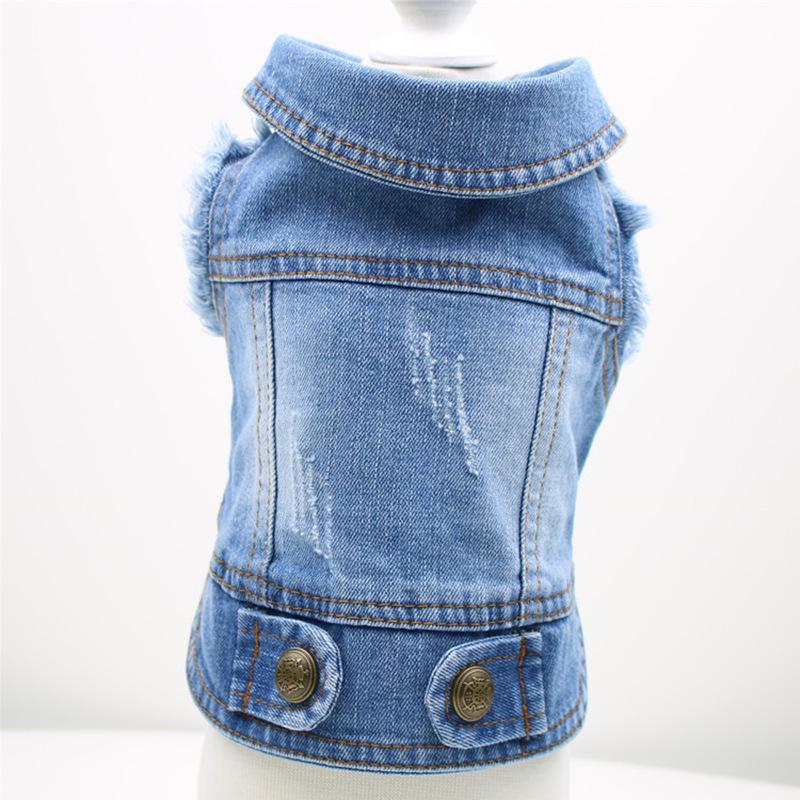 Vintage Distressed Denim Vest for Dogs: Teddy, Poodle & Bichon Frise - Stylish Spring/Autumn Pet Tank