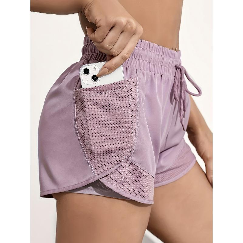 Pantaloncini da Yoga da Donna ad Asciugatura Rapida con Tasca | Larghi, Non Trasparenti, Tessuto Elasticizzato Medio, Grigio, Doppio Uso Fitness e Casual, Pantaloncini con Tasca Laterale