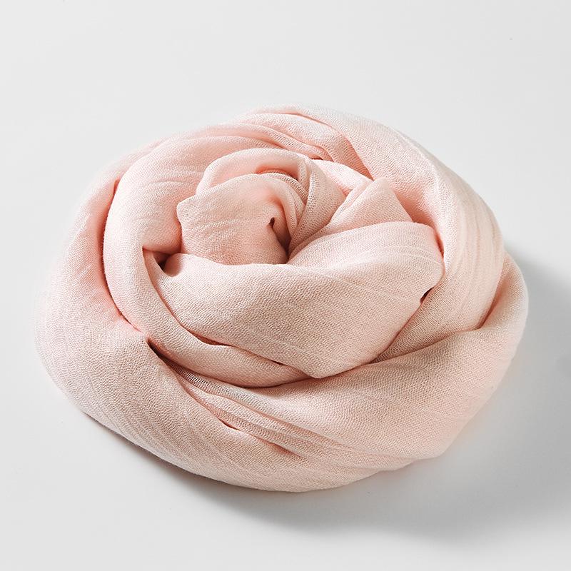 Women's Cotton Linen Artistic Solid Color Silk Scarf, Sun Protection Beach Neck Scarf, Japanese Style Long Gauze Scarf