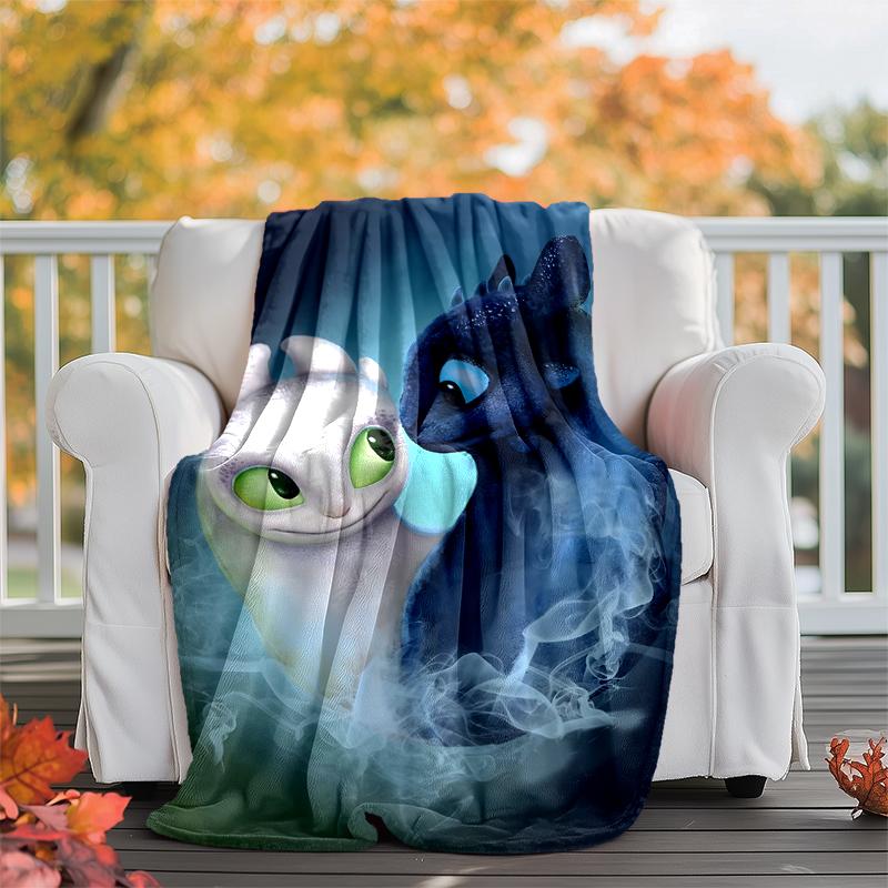 Toothless Flannel Blanket Soft Warm All-Season Throw, Design for Camping, Car Travel, Hiking Sofa, Bed, Office Perfect Gift for Parties