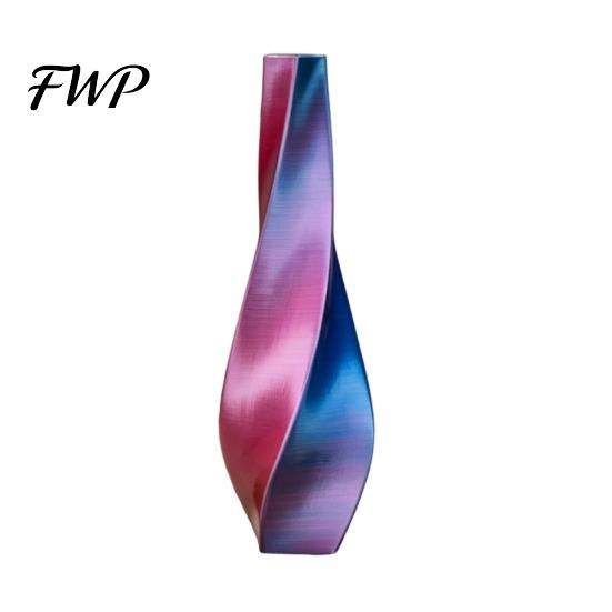 Niche Style Vase 3D Printed Twisted Silk-Like Minimalist Flower Arrangement Holder Nordic Seamless Container Decorative for Coffee Table Shelf Office