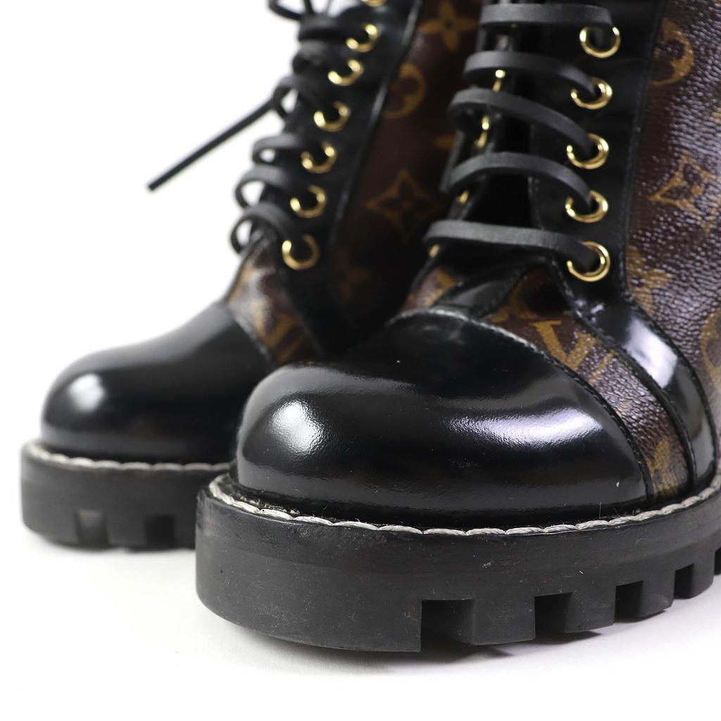 Great LOUIS VUITTON Ankle boots Leather monogram lace-up leather Women 36 G34085 Used