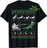 Weihnachtsmann Dinosaurier Schlitten Hässlicher Weihnachtspullover T-Shirt 100% Baumwolle Rundhals Sommer Kurzarm Lässig Unisex T-Shirt Größe S3XL