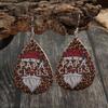New Fashion Double-Sided PU Leather Teardrop Earrings with Leopard Print and Santa Claus Design