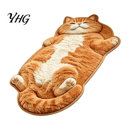 Washable Entryway Runner Sleeping Cat Rug, Ultra Absorbent Plush Bath Mat, Cute Kitty Kitchen Carpet Area Non-slip Door Mat for Bathroom Bedroom Home
