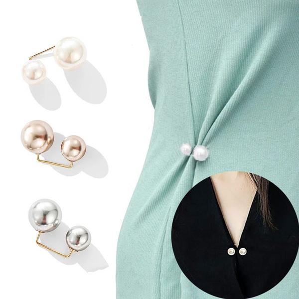 Fixed Clothes Brooch Pin Simulation Pearl Scarf Shawl Clip Buckle Sweater Cufflink Brooch Ladies Jewelry
