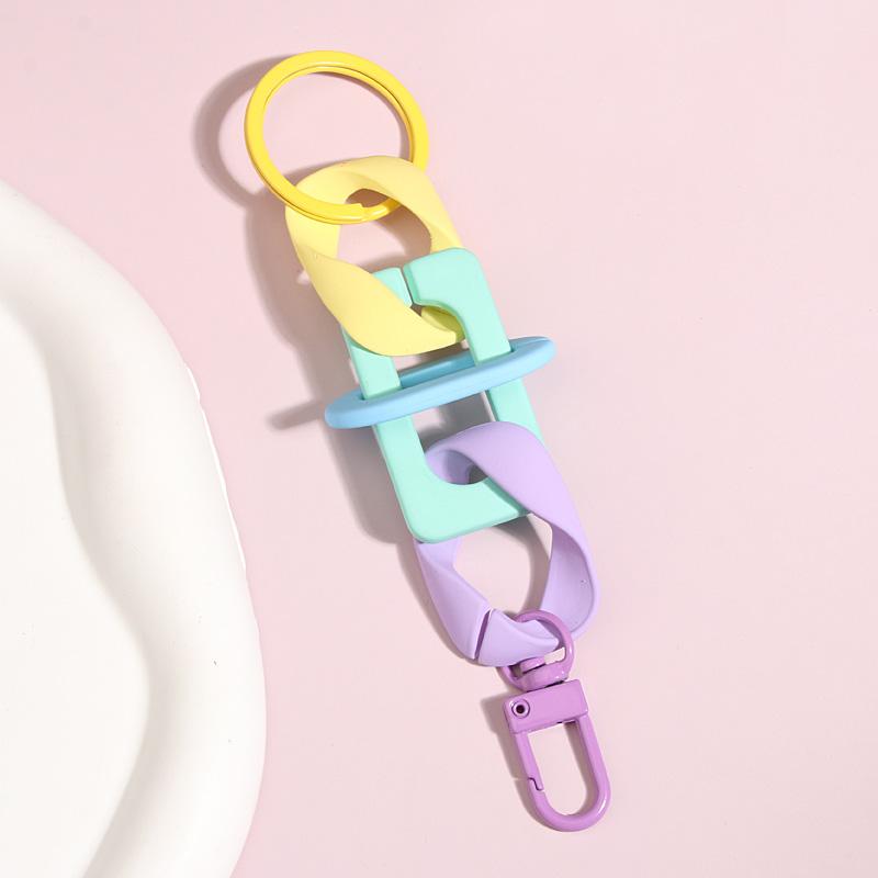 Colorful Acrylic Plastic Link Chain Keychain Creative Handmade Key Ring For Women Men Handbag Accessories DIY Friendship Gifts