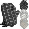 Baking Gloves, Thickened Cotton Grid Oven Mitts Kitchen Potholders Pad Heat Resistant Thermal Anti-heat Take Hot Pot Cooking