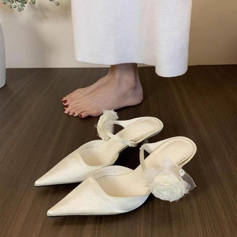 

Мода 2025 Лето Женская Мода Мюли Шлепанцы с Острым Носком Модные Тонкий Каблук Слингбэки Слайды Женские Повседневные Туфли для Танцев Вечеринок Выпускного Вечера 35 бежевый