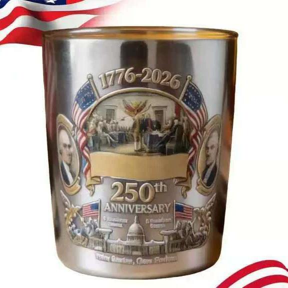 

250th Anniversary Commemorative Whiskey Glass - Patriotic American Tumbler For , Brandy, One Size чорний