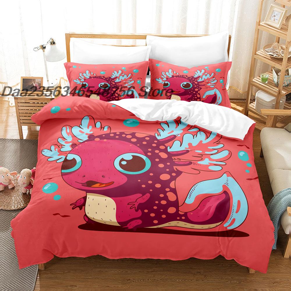 Comforter New Animal Axolotl Bedding Set Single Twin Full Queen King Size Bed Set Aldult Kid Bedroom Duvet Sets Cartoon Bed