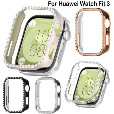 Bling PC Hollow Protector Case For Huawei Watch Fit 3 Diamond Crystal Case Hard Cover Fit3 Protective Watch Shell Fashion Bumper