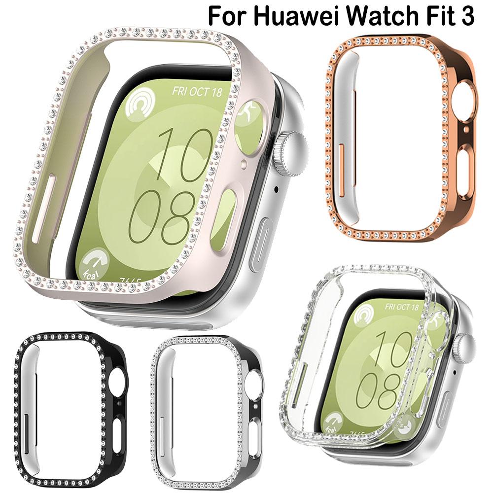 Bling PC Полый Защитный Чехол для Huawei Watch Fit 3 с Кристаллами Бриллиантов, Жесткая Крышка, fit3 Защитная Оболочка для Часов, Модный Бампер
