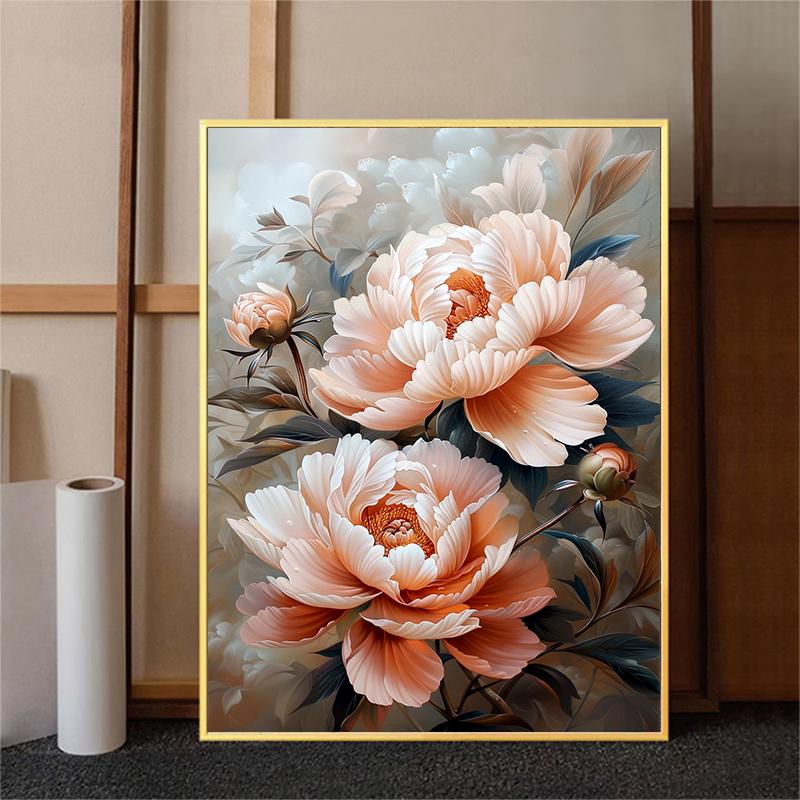5d DIY Diamond Painting Cross Stitch Peony Flowers Diamond Embroidery Mosaic Plants Flowers Full Round Drill Home Decor