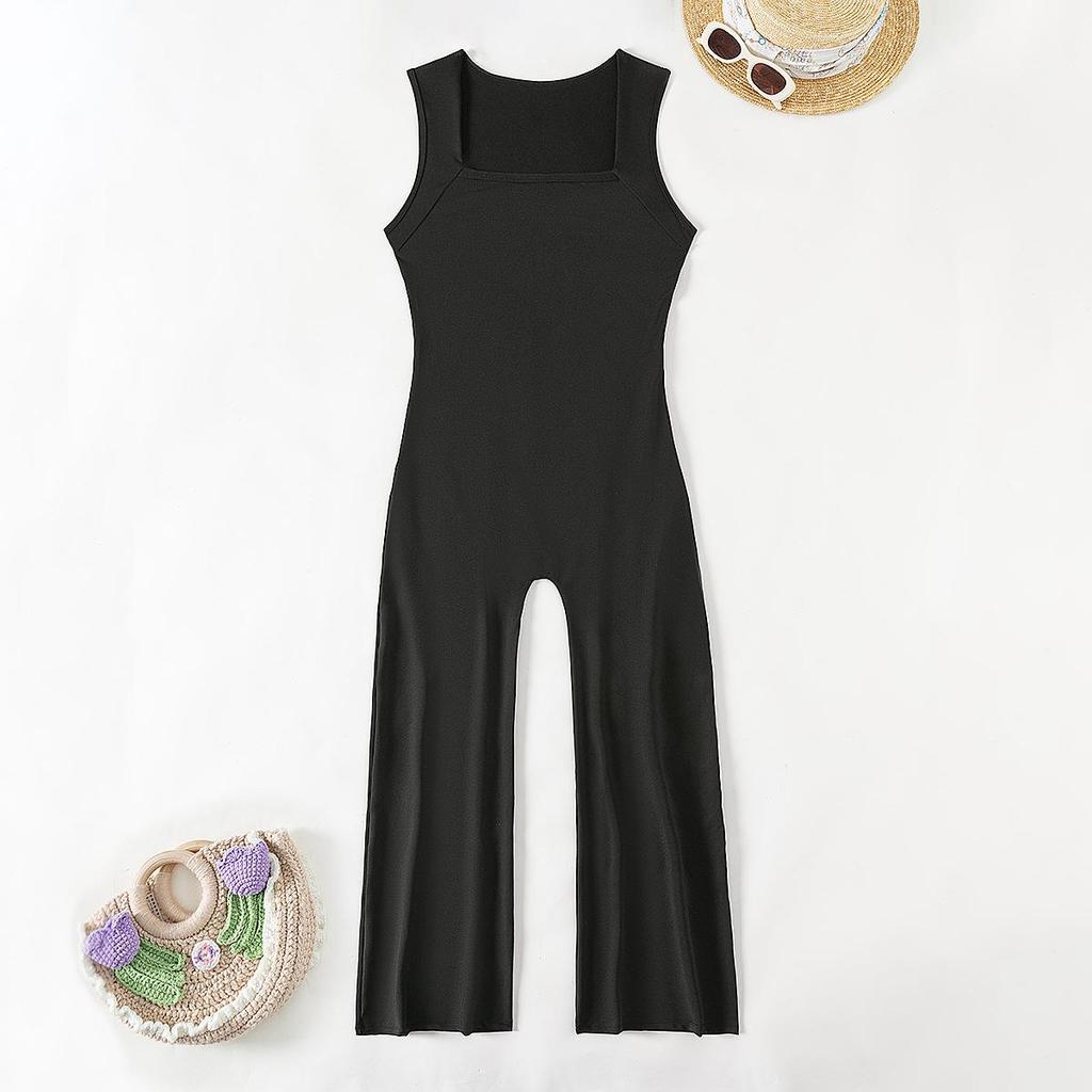 2024 Square Neck Seamless Yoga Jumpsuit with Flared Pants
