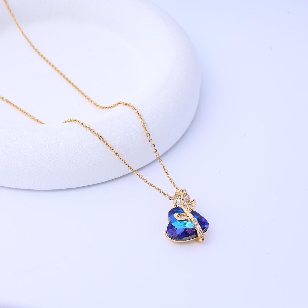 Heart of the Ocean Titanium Steel Fade Necklace Love Rose Niche Light Luxury Feminine Clavicle Chain Versatile Sense of Luxury