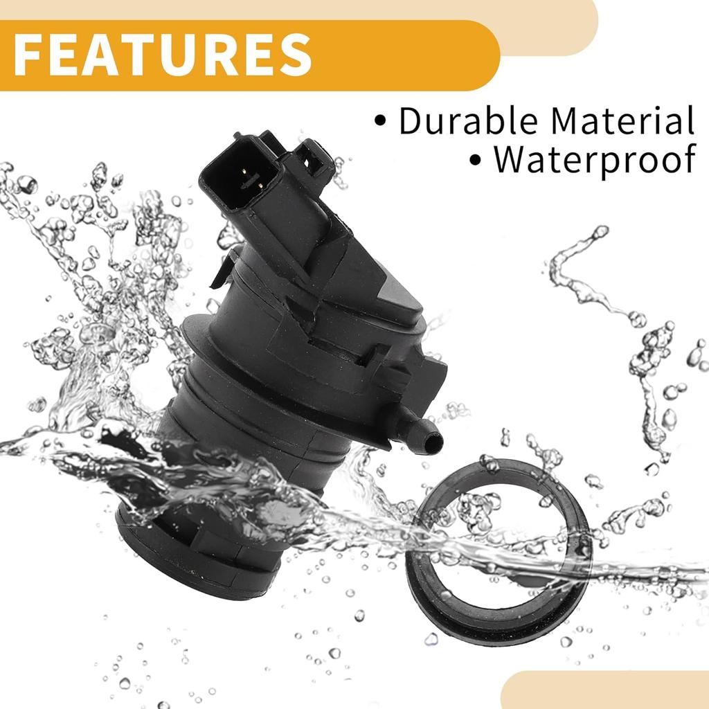 Windshield Washer Pump No.8533060160 - Car Front Windshield Washer Fluid Pump - for Toyota Tundra 2007-2016 Plastic Black with Grommet - 1 Pcs