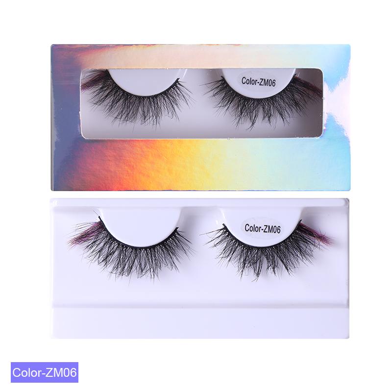 3D 6D Fluffy False Color Eyelashes Natural Full Strip Colored Makeup Cosplay Faux Mink Eyelashes